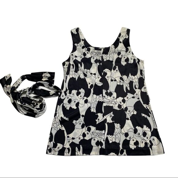 Vintage Parrot Print Slinky Belted Tank Top Sz S - Picture 9 of 12
